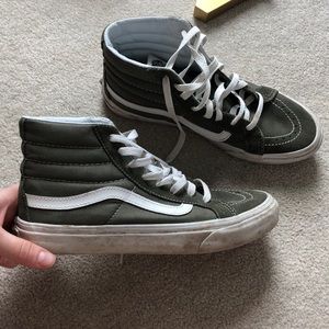 Army green high top vans